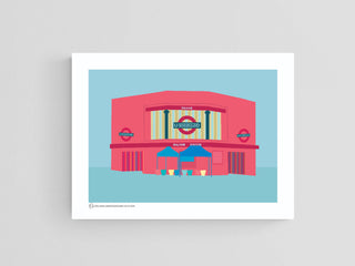 Unframed illustration of Balham tube station by South Island Art.