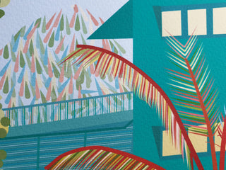 Balcony detail from a bespoke illustration of a home in Singapore.