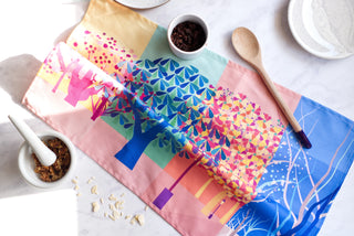 Forest Scene in Four Seasons Tea Towel