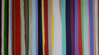 Close-up of hand painted multicoloured stripes on a painting by South Island Art.
