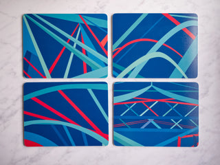 Abstract Travel Art Placemats (set of 4) Red or Blue