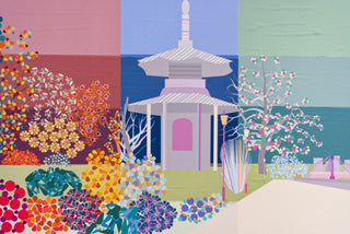 Central panel of Battersea Park print with peace pagoda