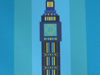 Central section detail from blue Big Ben art print.