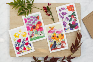 Birds & Blooms Garden Wildlife Greetings Card Set