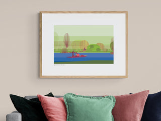 Punting on the Lake, Melbourne Art Print