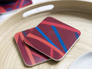Red Abstract Travel Art Coasters (set of 4)