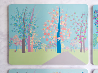 SAMPLES: Four Seasons placemat set in blue