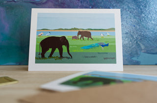 Elephant & Wildlife Safari Greetings Card