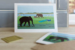 Elephant & Wildlife Safari Greetings Card