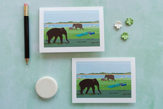 Elephant & Wildlife Safari Greetings Card