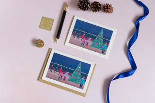 Let’s Skate Christmas Ice Skaters Greetings Card
