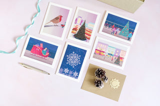 Illustrated set of Christmas greetings cards (6)