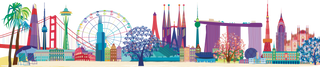 geometric style illustration composed of world landmarks.
